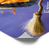 Chicken Witch op Broomstick Poster (Hoek)