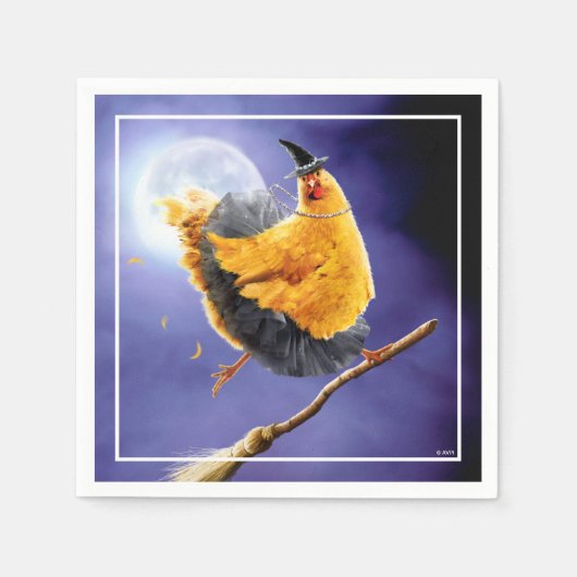 Chicken Witch op Broomstick Servet (Voorkant)