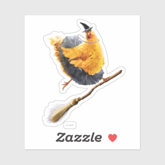 Chicken Witch op Broomstick Sticker (Vel)