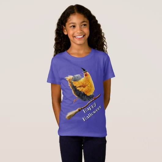 Chicken Witch op Broomstick T-shirt (Voorkant volledig)