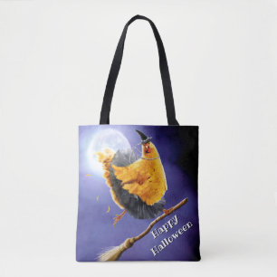 Chicken Witch op Broomstick Tote Bag