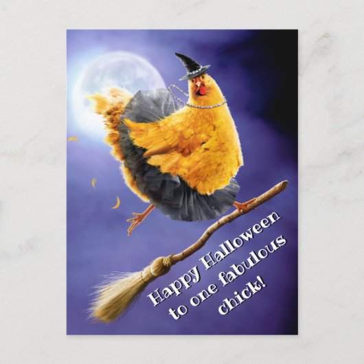Chicken Witch op Broomstick Uitnodiging Briefkaart (Voorkant)