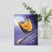 Chicken Witch op Broomstick Uitnodiging Briefkaart (Staand voorkant)