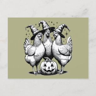 Chicken Witches Funny Halloween  Witch Briefkaart