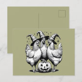 Chicken Witches Funny Halloween  Witch Briefkaart (Voorkant / Achterkant)