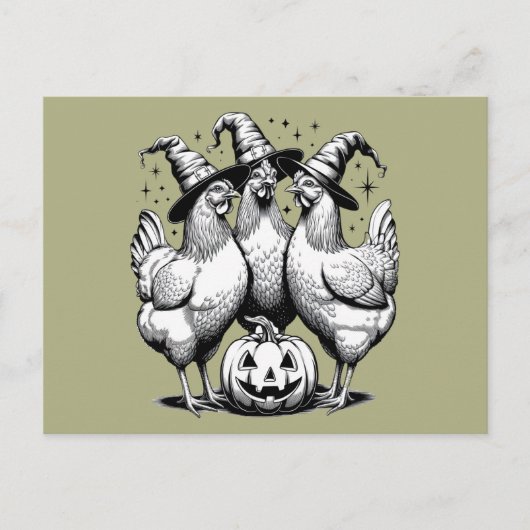 Chicken Witches Funny Halloween  Witch Briefkaart (Voorkant)