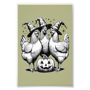 Chicken Witches Funny Halloween  Witch Foto Afdruk