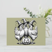 Chicken Witches Funny Halloween  Witch Kaart (Staand voorkant)