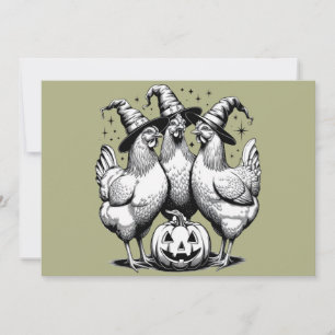 Chicken Witches Funny Halloween Witch Kaart
