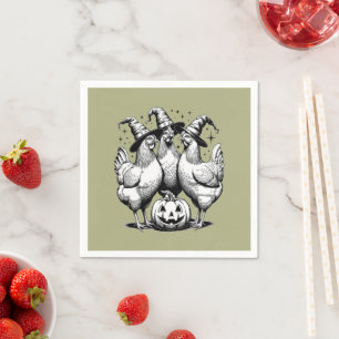 Chicken Witches Funny Halloween Witch Servet
