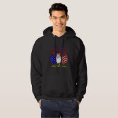 Chickens American Flag Patriotic Farmer Funny 4th  Hoodie (Voorkant volledig)