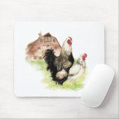 Chickens & Barn Boerderij Scène aan te passen Muismat (Met muis)