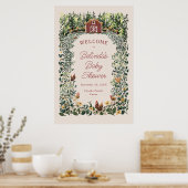 Chickens Barn Charming Farm Baby Shower Welcome Poster (Keuken)