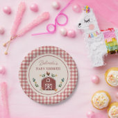 Chickens Barn Charming Farm Shower Gingham Papieren Bordje (Feest)