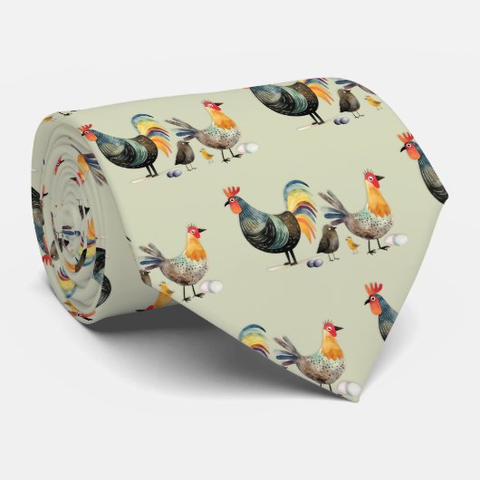 Chickens Birds Boerderij Pattern Stropdas (Opgerold)