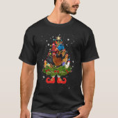 Chickens Christmas Tree Lights Cute Santa Hat T-shirt (Voorkant)