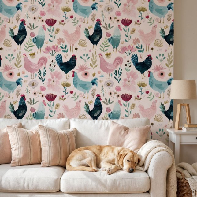 Chickens Cottagecore Behang (Creator heeft geüpload)