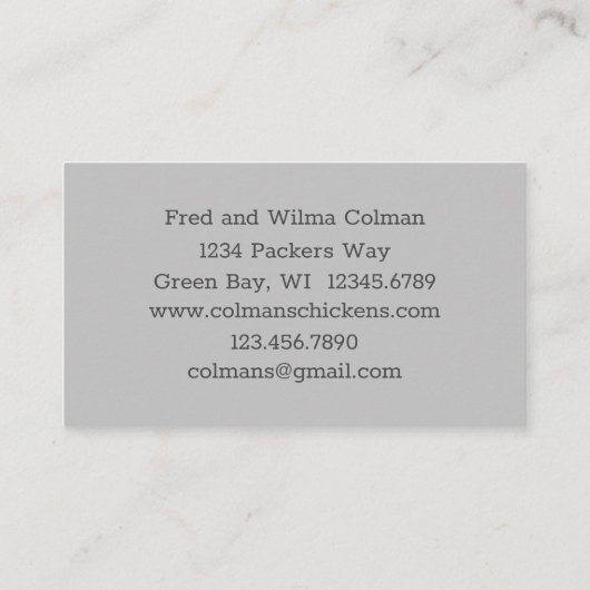 Chickens Fresh Eggs Boerderij Zwart Wit Visitekaartje (Achterkant)