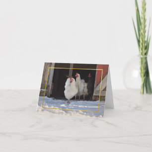 Chickens in the snow christmas card feestdagen kaart