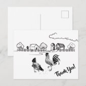 Chickens Rooster en Hen Charming Country Boerderij Briefkaart (Voorkant / Achterkant)