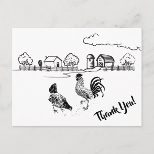 Chickens Rooster en Hen Charming Country Boerderij Briefkaart