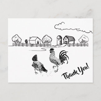 Chickens Rooster en Hen Charming Country Boerderij Briefkaart