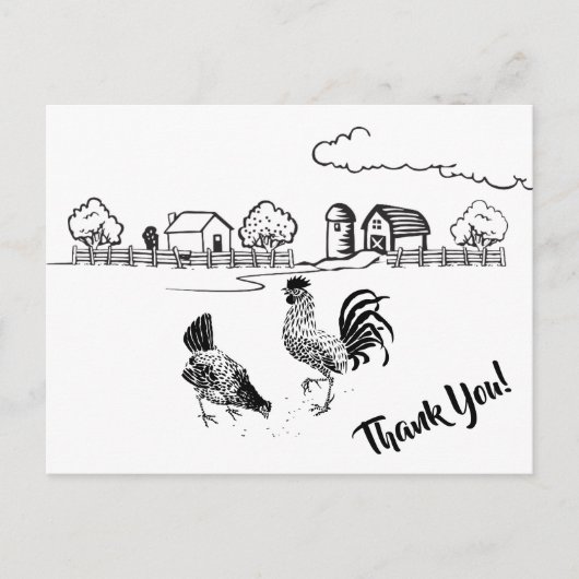 Chickens Rooster en Hen Charming Country Boerderij Briefkaart (Voorkant)