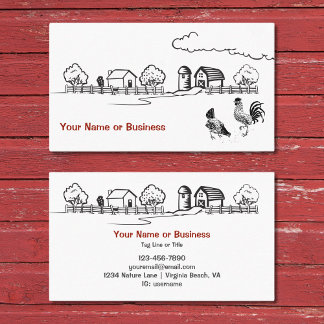 Chickens Rooster en Hen Charming Country Boerderij Visitekaartje