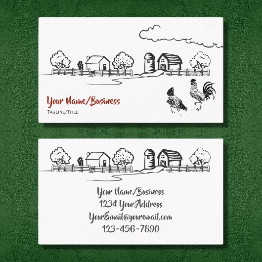 Chickens Rooster en Hen Charming Country Boerderij Visitekaartje