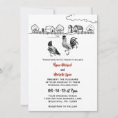 Chickens Rooster en Hen in Love Boerderij Wedding Kaart (Voorkant)