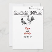 Chickens Rooster en Hen in Love Boerderij Wedding Kaart (Achterkant)