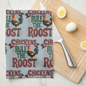 Chickens Rule the Roost Rustic Farm Illustration Theedoek (Quarter Fold)