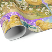 CHICKENS, SNOWDROPS EASTER EGG, BLAUW BOW, groen Cadeaupapier (Rol Hoek)