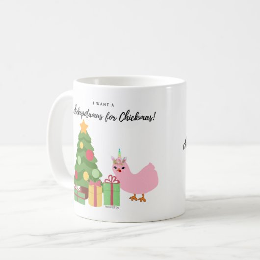 Chickopotamus voor kerst koffiemok (Voorkant links)