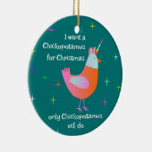 Chickopotamus voor Kerstmis, Chicken Unicorn Keramisch Ornament (Rechts)