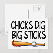 Chicks Dig Big Sticks Baseball Briefkaart (Voorkant / Achterkant)
