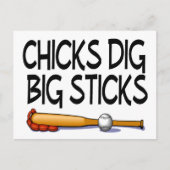 Chicks Dig Big Sticks Baseball Briefkaart (Voorkant)