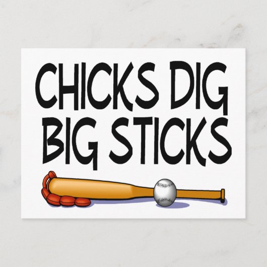 Chicks Dig Big Sticks Baseball Briefkaart (Voorkant)