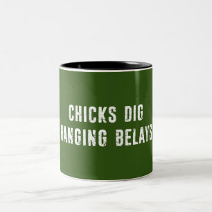 Chicks Dig Hanging Belays Rock climate Tweekleurige Koffiemok