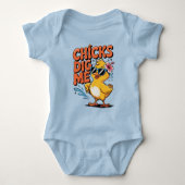 Chicks Dig Me beroemd gemaakt door Funny Duck Pun Romper (Voorkant)