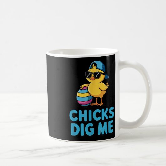 Chicks Dig Me Boys Funny Happy Easter Chicks Dig M Koffiemok (Rechts)