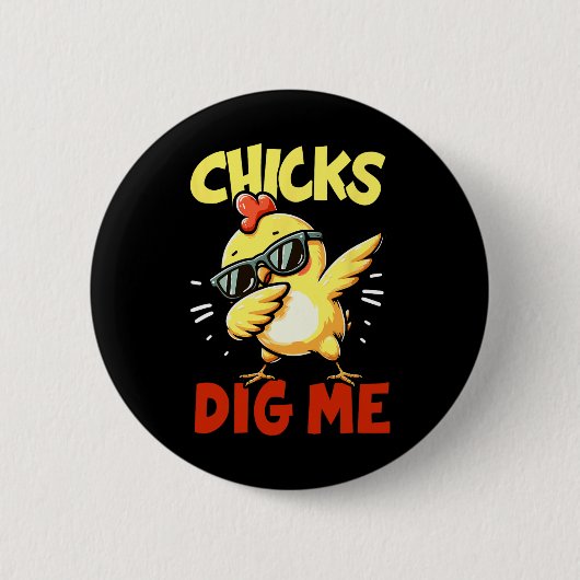 Chicks Dig Me Easter Dabbing Easter Girls Boys Kin Ronde Button 5,7 Cm (Voorkant)