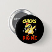 Chicks Dig Me Easter Dabbing Easter Girls Boys Kin Ronde Button 5,7 Cm (Voorkant /achterkant)