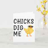 Chicks Dig Me Paaspeuter Boys Mannen Happy Easter Kaart (Gele Bloem)