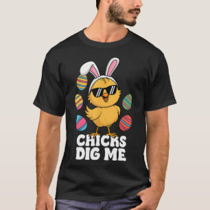 Chicks Dig Me Paaspeuter Boys Mannen Happy Easter T-shirt
