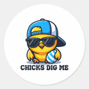 Chicks Dig Me Pasen Grappig Pasen voor Peuter Jong Ronde Sticker