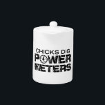 Chicks Dig Power Meters Theepot<br><div class="desc">Je zou het niet denken,  maar het is waar. Vrouwen houden van je vermogensmeter. Hoe meer watt het show,  hoe beter:)</div>