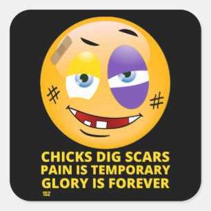 "CHICKS DIG SCARS" grappige emoji Vierkante Sticker