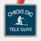 Chicks Dig Tele-jongens Metalen Ornament (Voorkant)