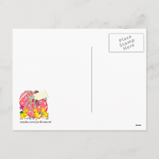  Chicks en Roze Paasei Aangepaste Bericht Feestdagenkaart (Achterkant)